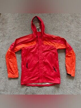Adidas Climaproof Waterproof Outdoor Rain Jacket Red Orange Men's Size XL